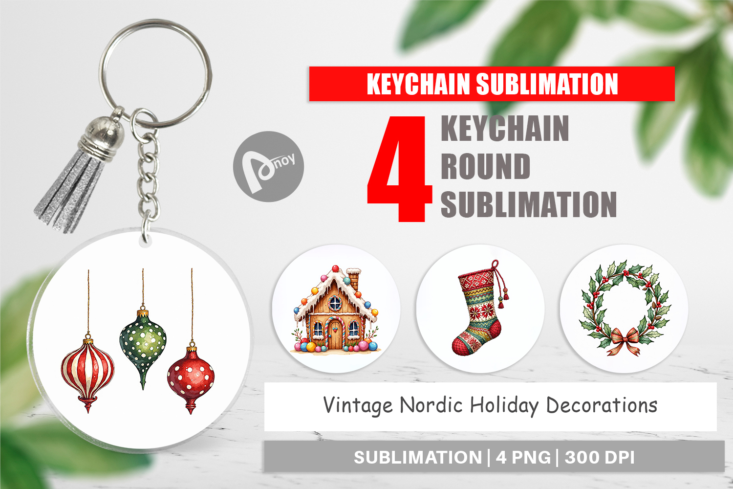 Nordic Holiday Decorations Keychain product image 1