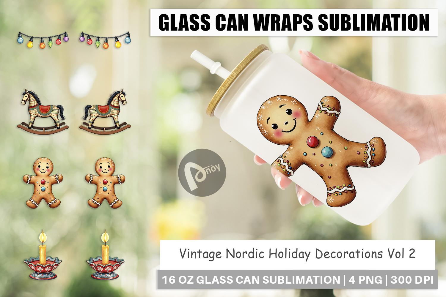 Nordic Holiday Decorations Glass Can product image 1