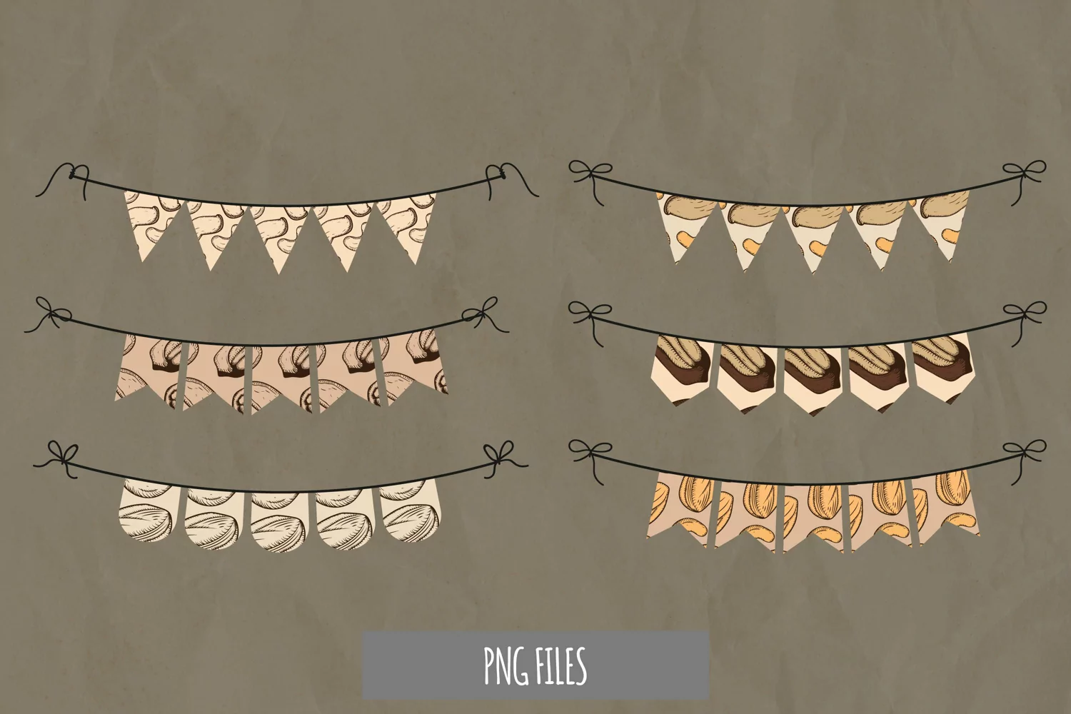 Vintage Nuts Seamless Pattern Bunting Banner product image 1