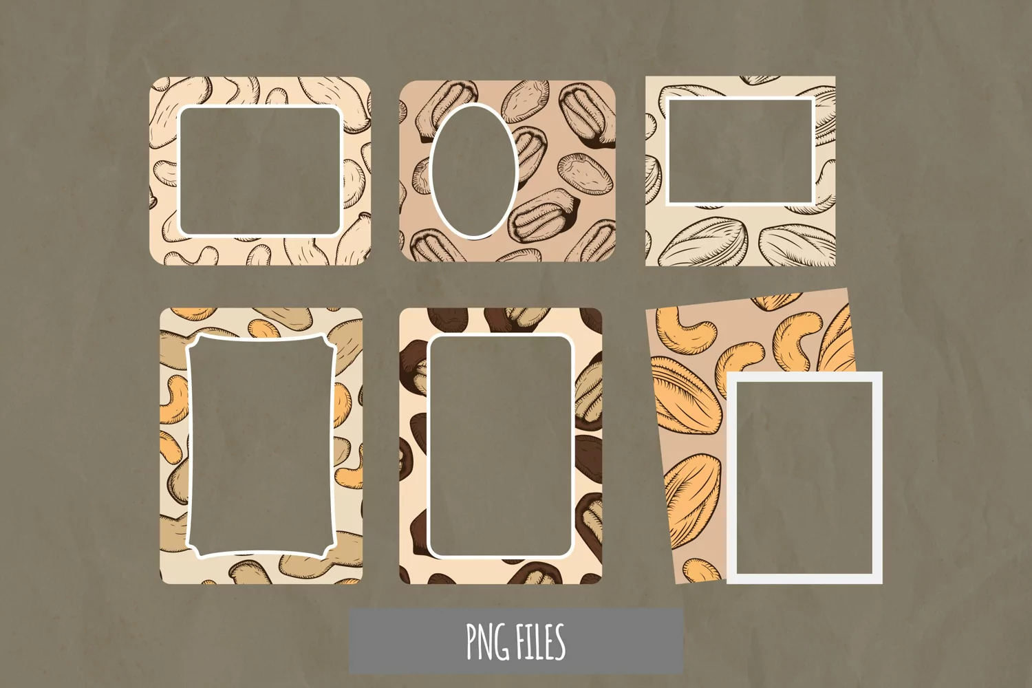 Vintage Nuts Seamless Pattern Frames Set product image 1