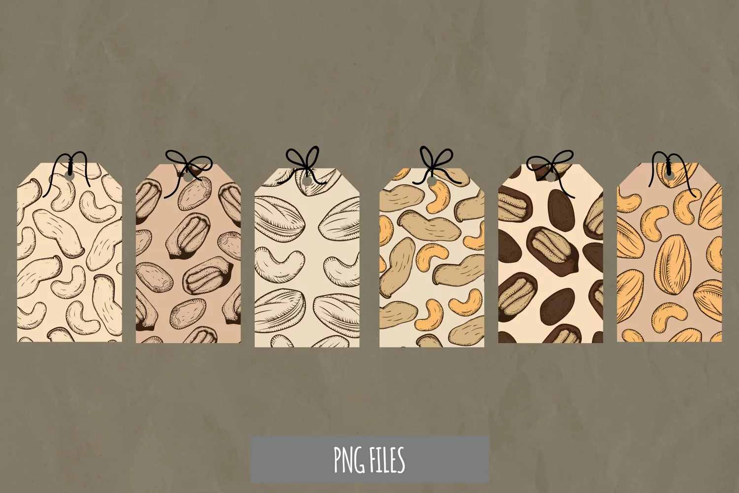 Vintage Nuts Seamless Pattern Shaped Tag product image 1