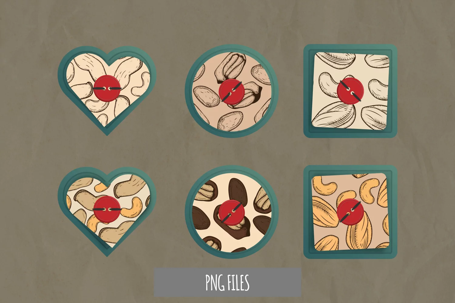 Vintage Nuts Seamless Pattern Button product image 1