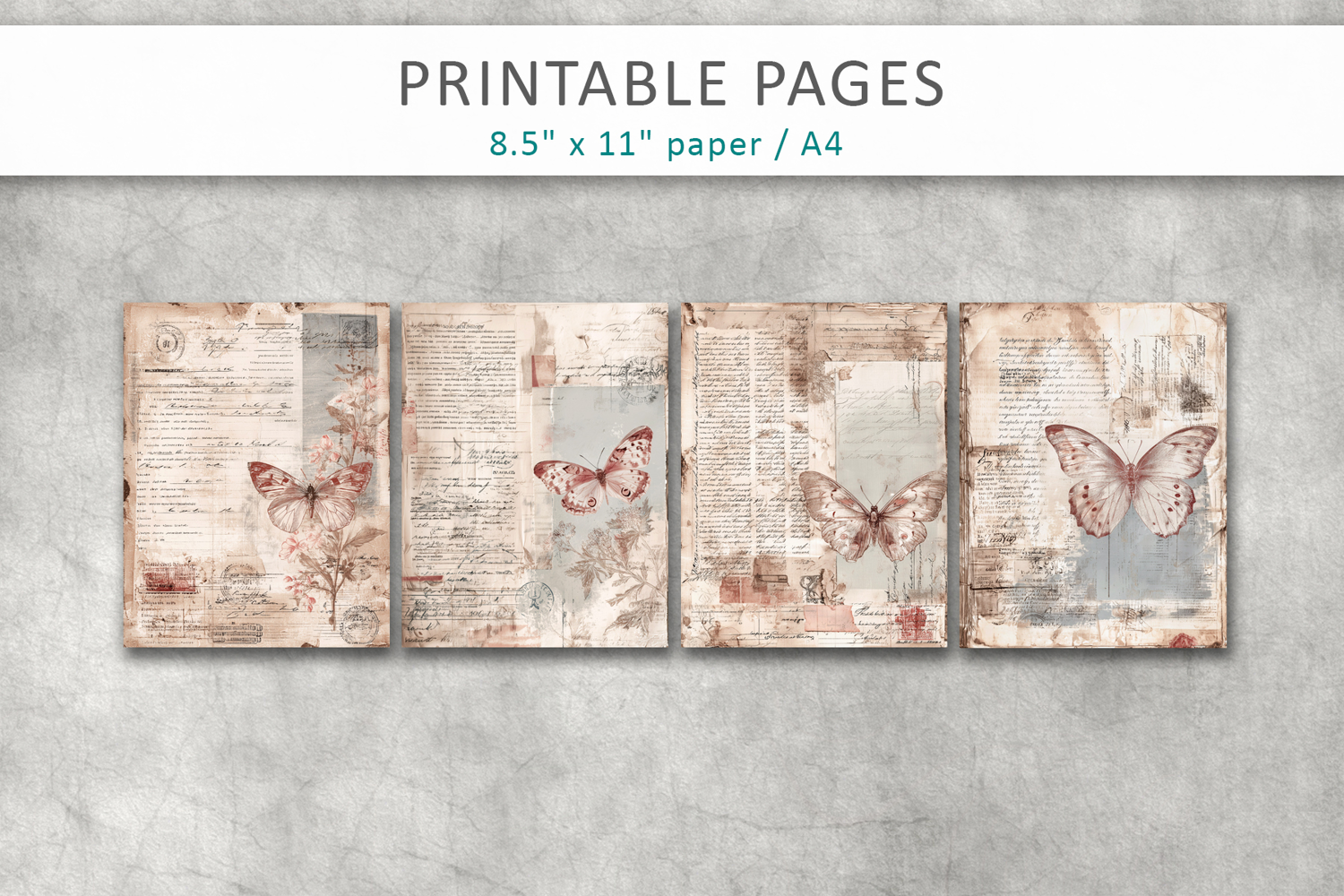 Shabby Chic Junk Journal Page, antique paper product image 1