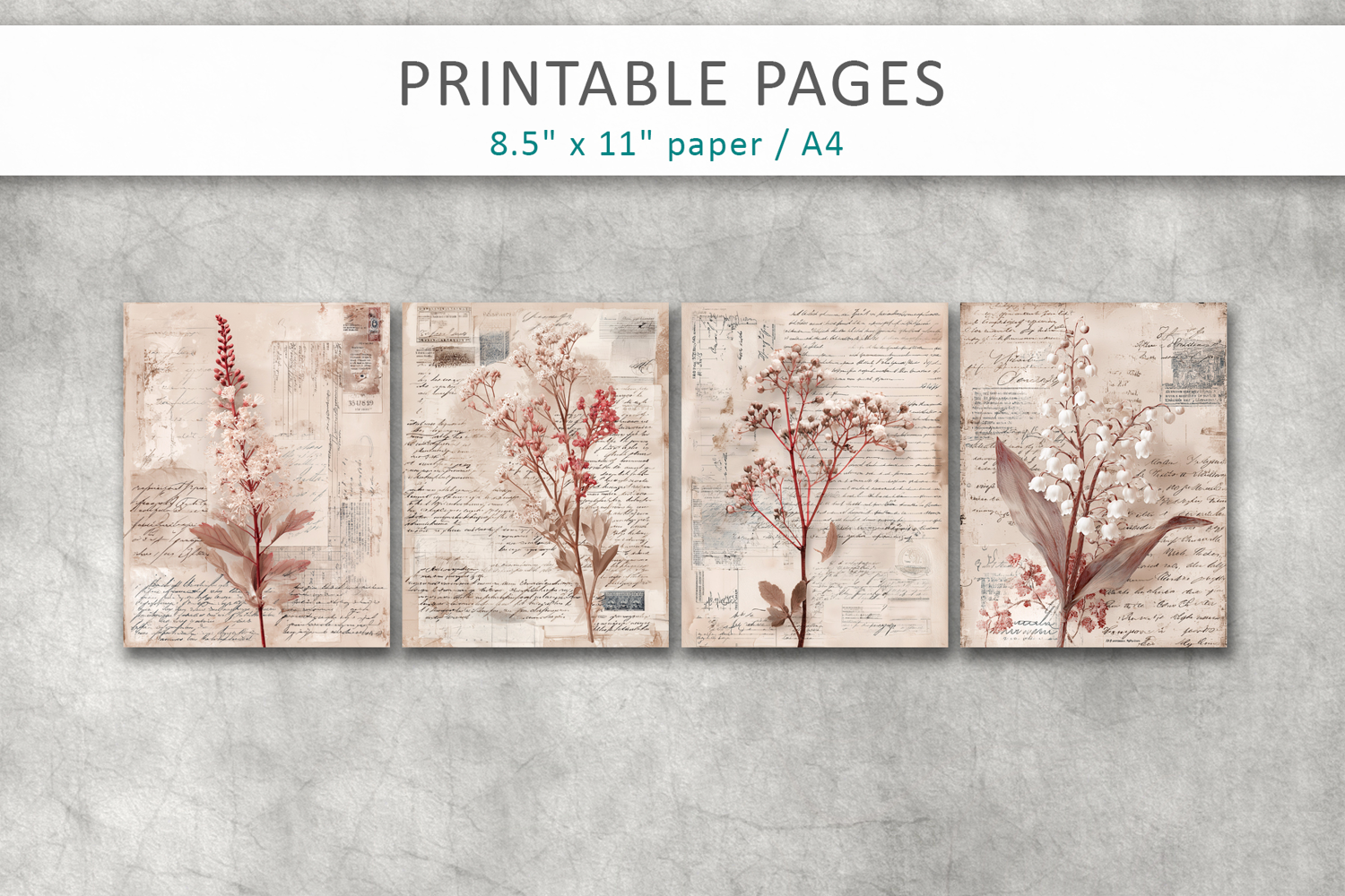 Shabby Chic Junk Journal Page, scrapbook paper product image 1