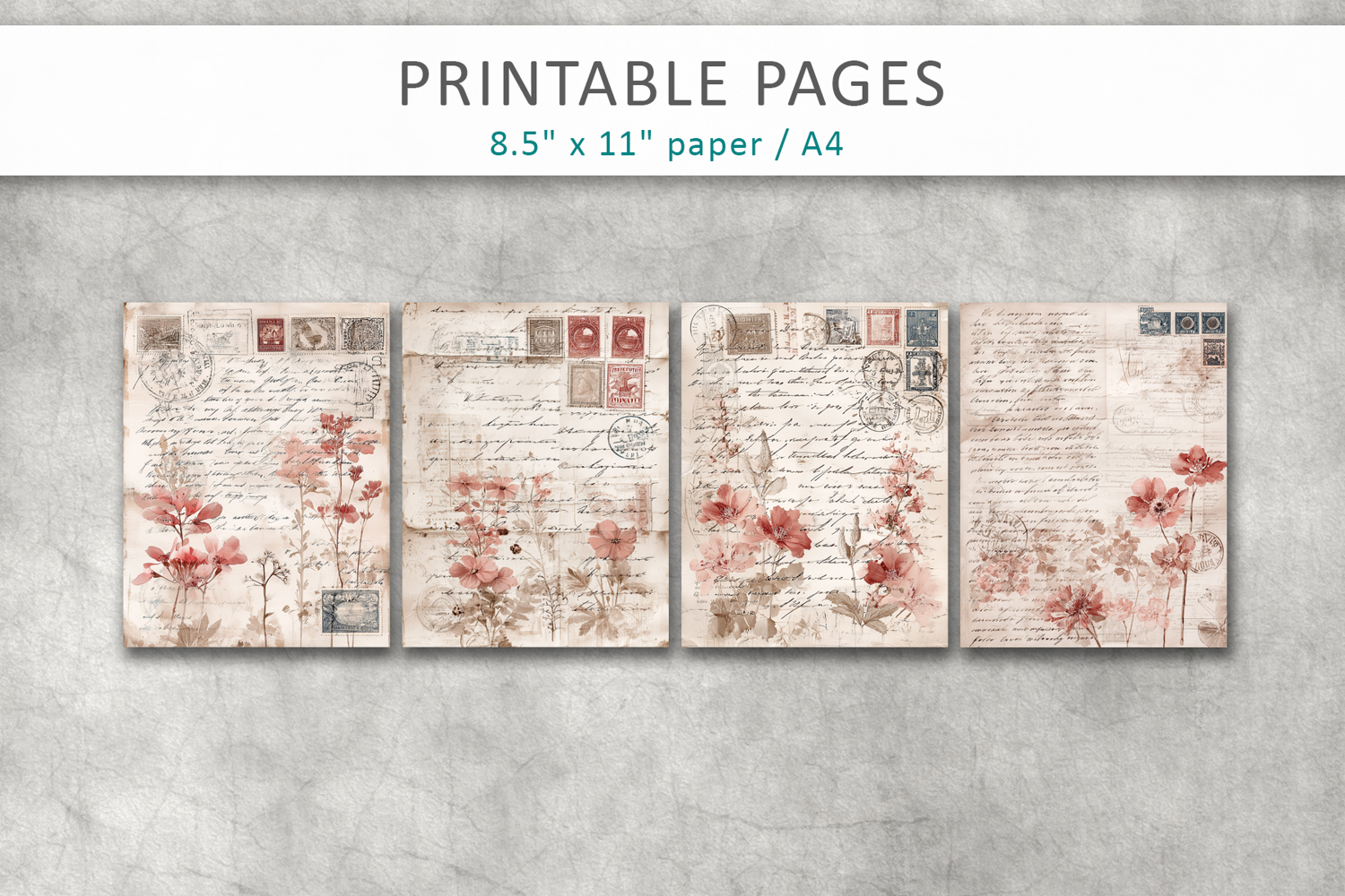 romantic antique paper background, scrapbook paper product image 1