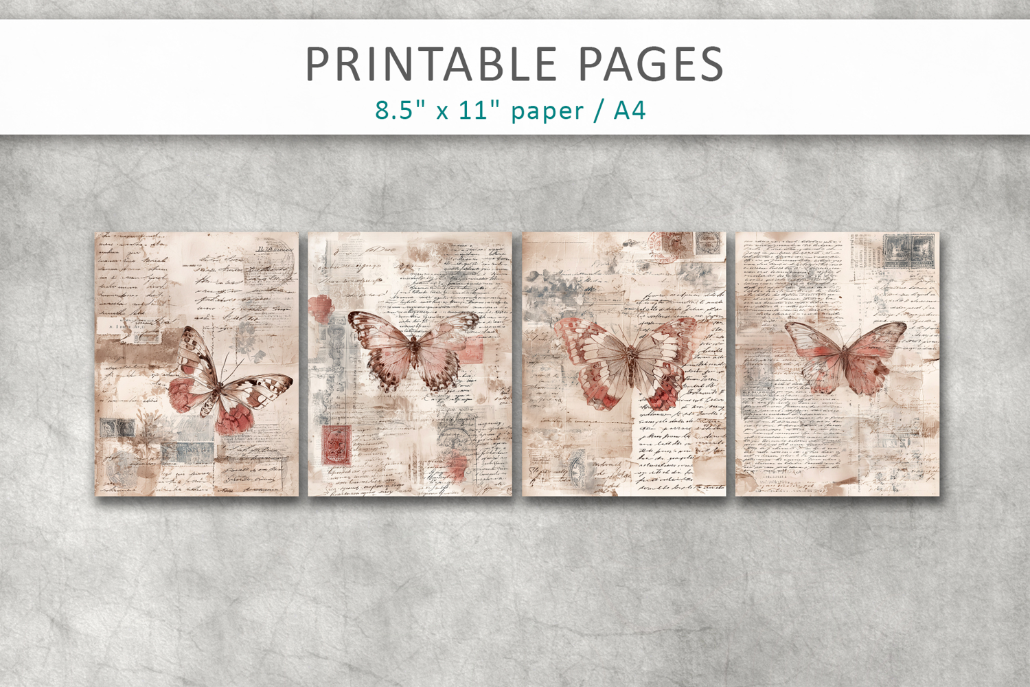 antique paper junk journal pages, vintage collage product image 1
