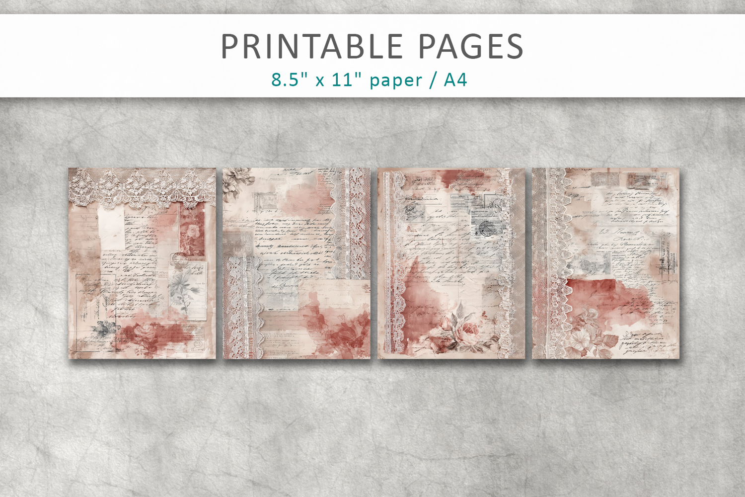 Shabby Chic Junk Journal Page with Lace product image 1