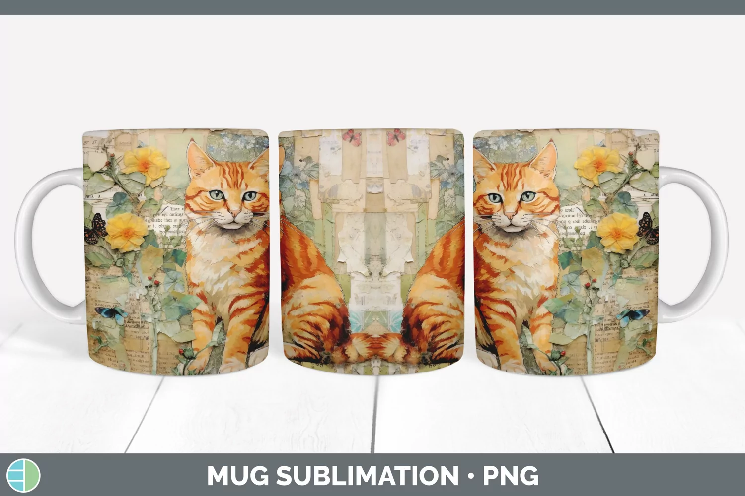 GorgeousDecoupage Orange Cats Mug Wrap design.