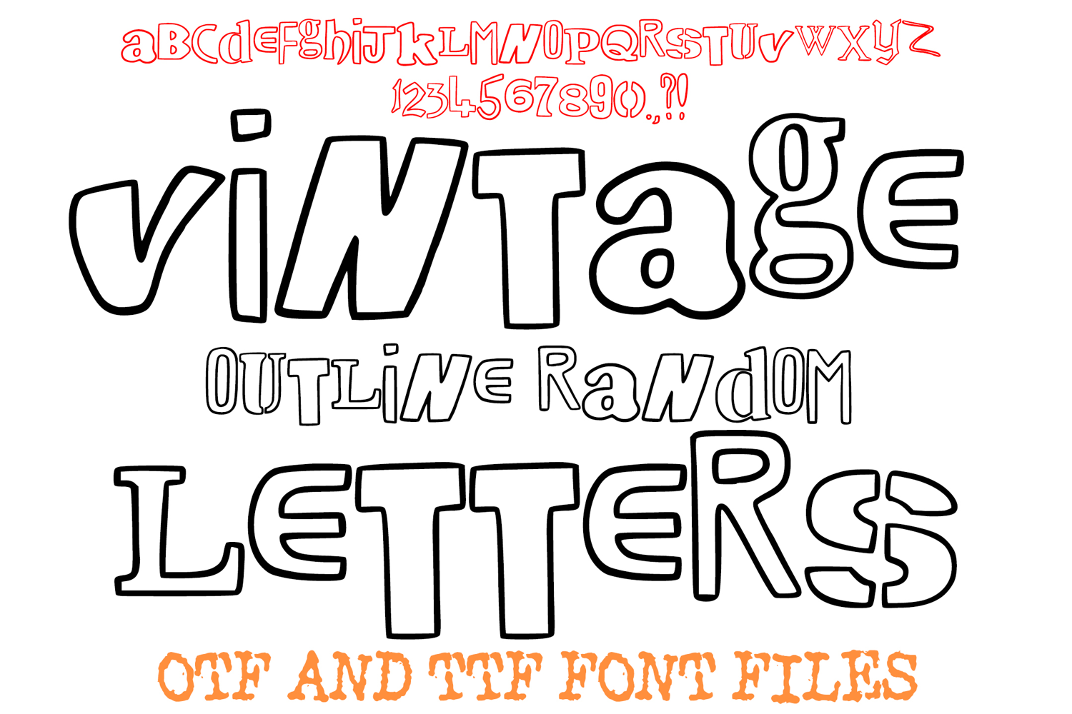 Vintage Outline Random Letters Alphabet Ransom Note ABC Font product image 1