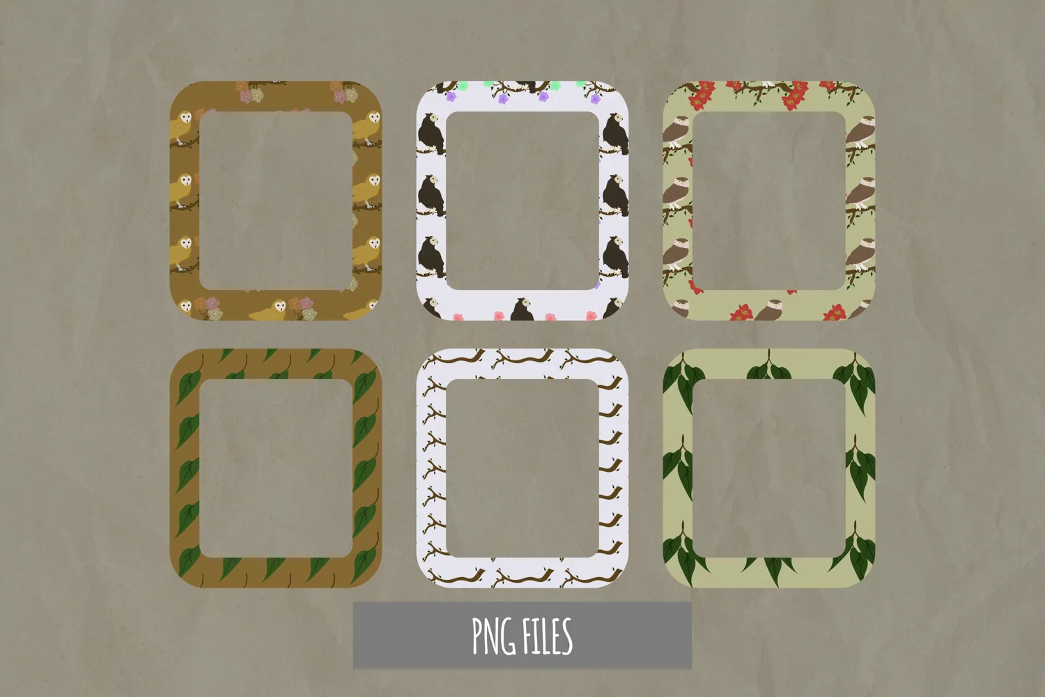 Vintage Owl and Flowers Pattern Frame Set product image 1