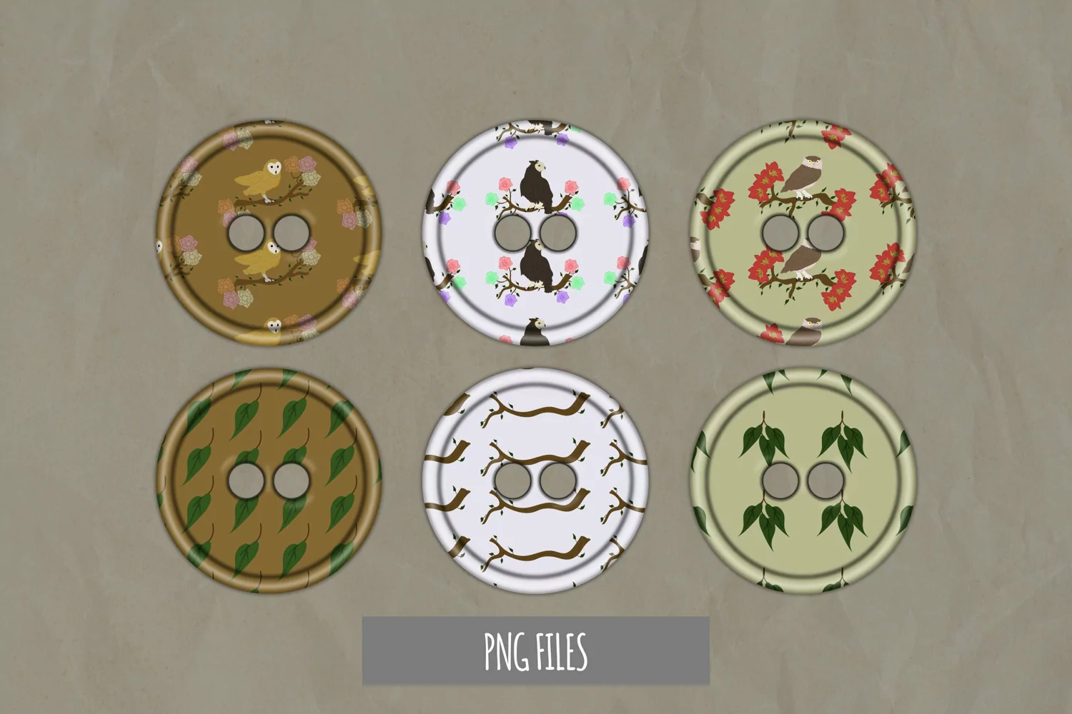 Vintage Owl and Flowers Pattern Button product image 1