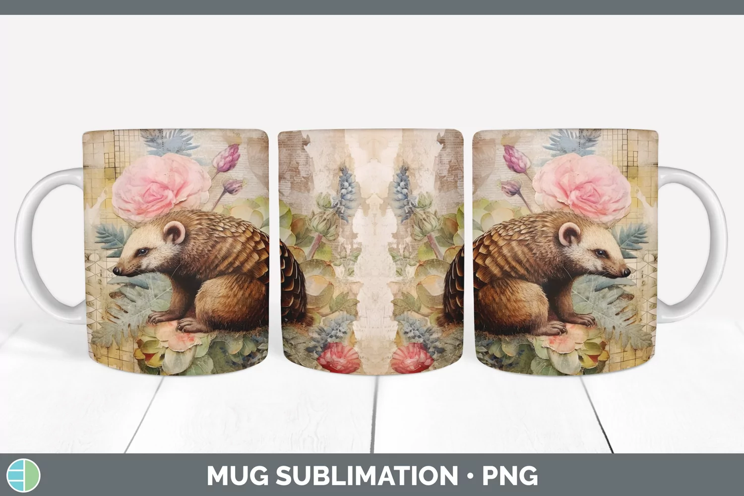GorgeousDecoupage Pangolins Mug Wrap design.