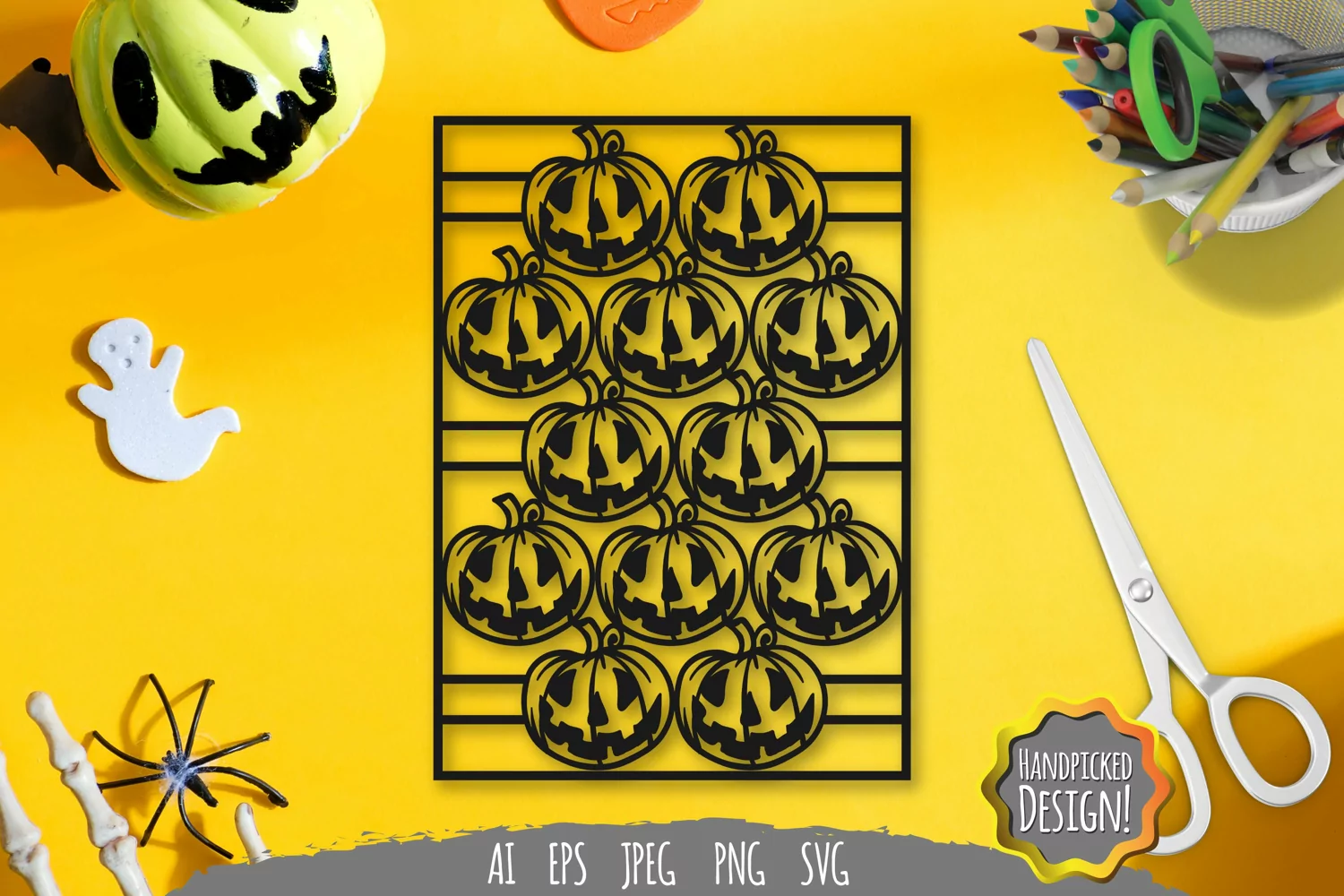 Vintage Papercut Stencil Halloween Pumpkin product image 1