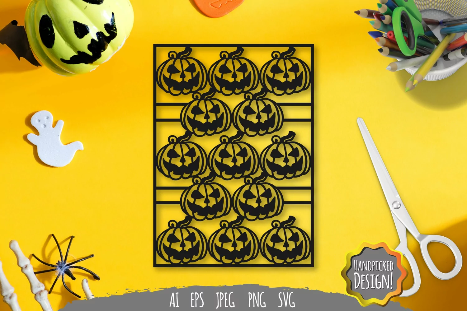 Vintage Papercut Stencil Halloween Pumpkin product image 1