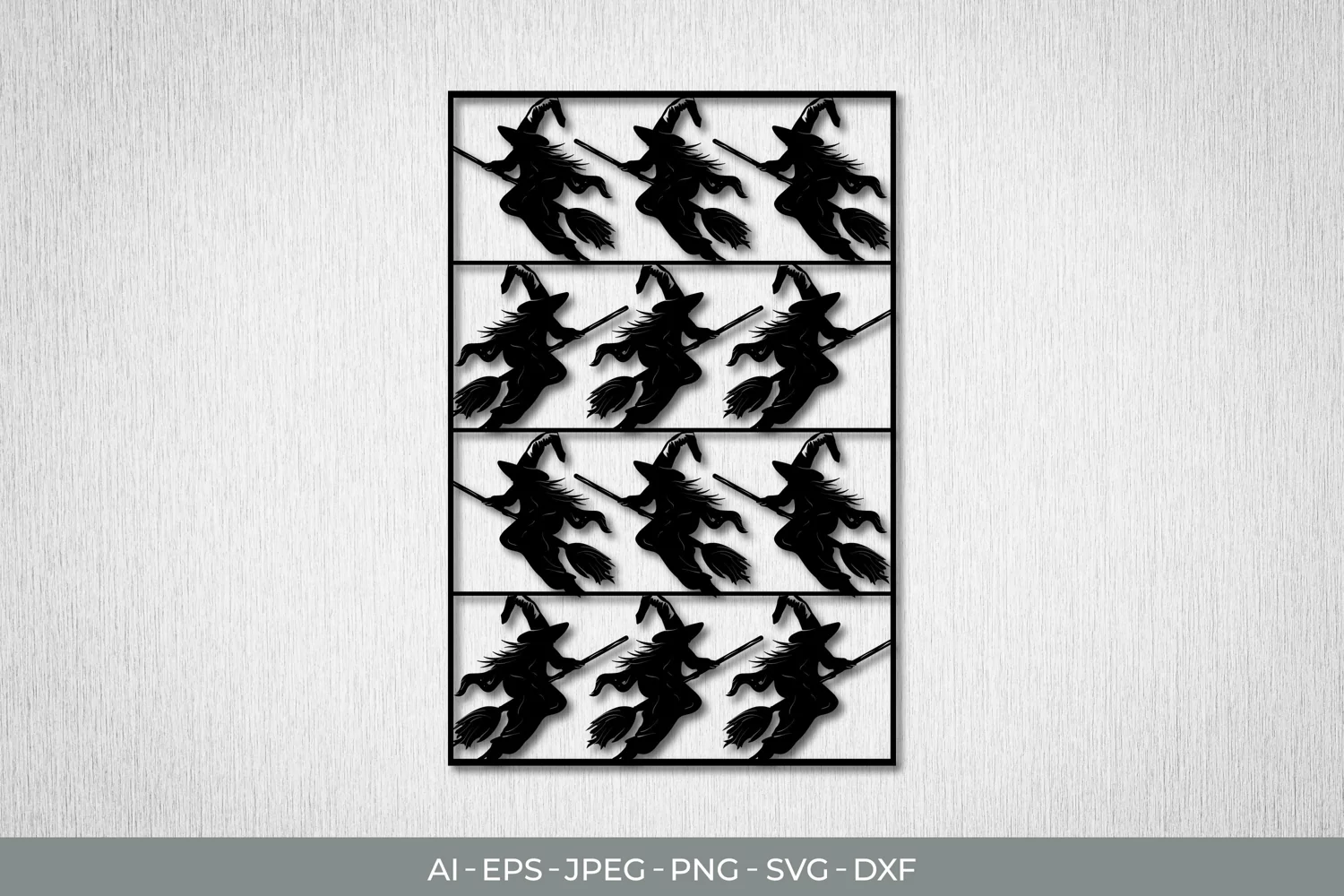 Vintage Papercut Stencil Witch SVG product image 1