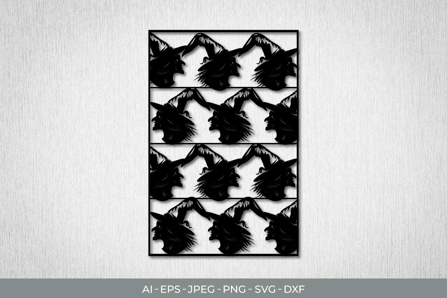 Vintage Papercut Stencil Witch SVG product image 1