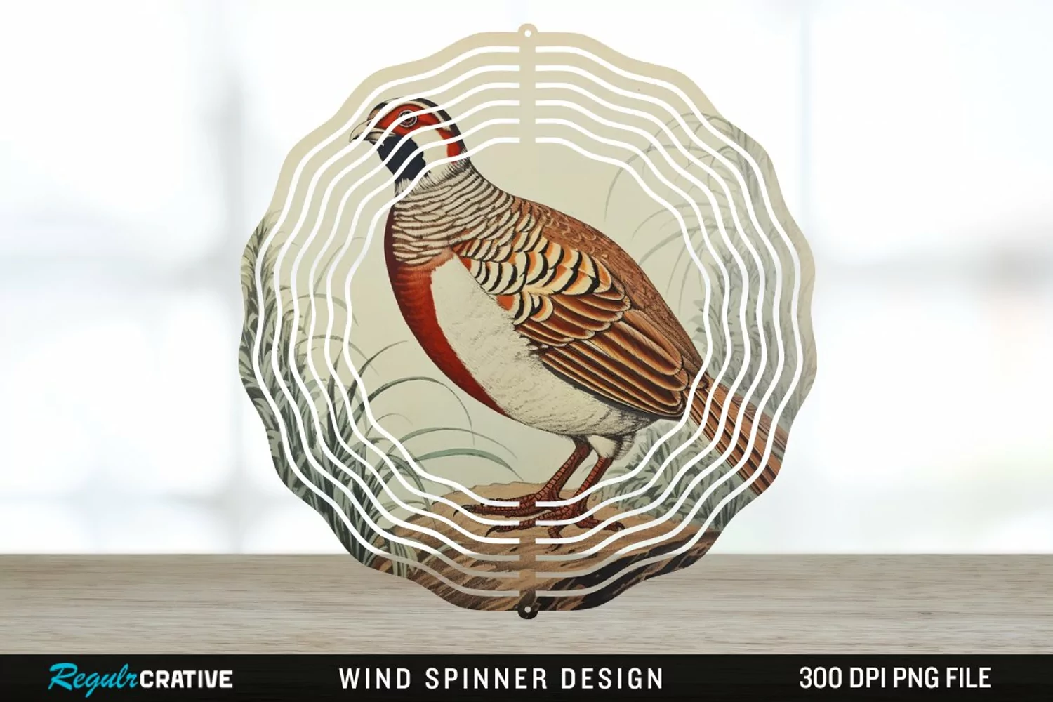 Vintage Partridge Bird Wind Spinner Sublimation PNG Design product image 1