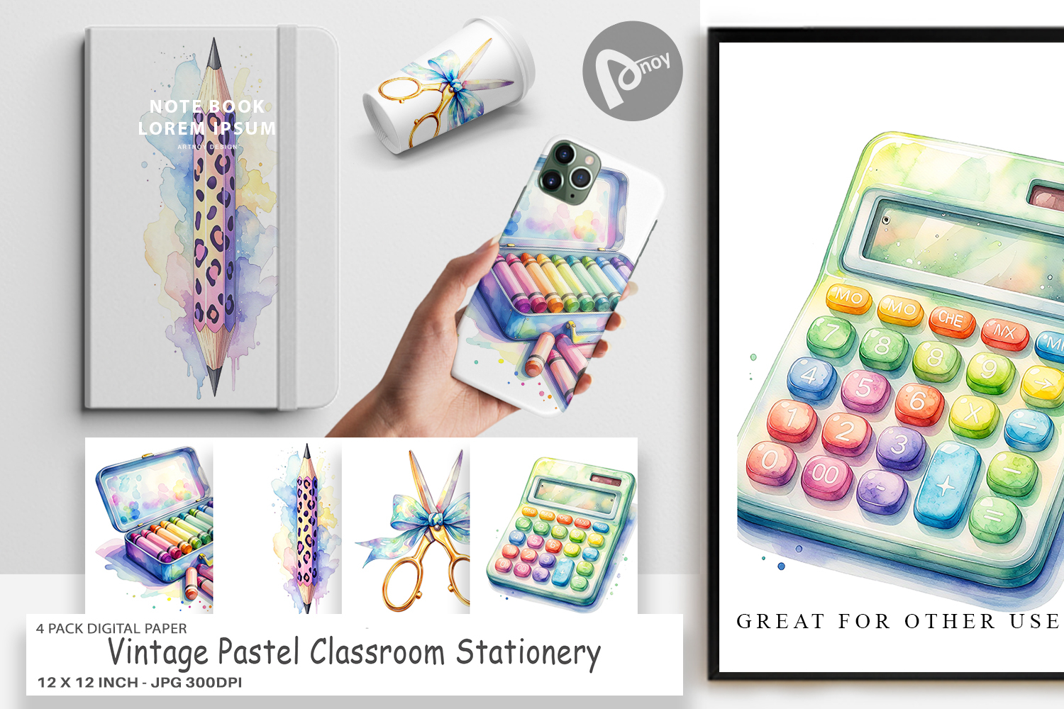Vintage Pastel Classroom Digital Paper product image 1
