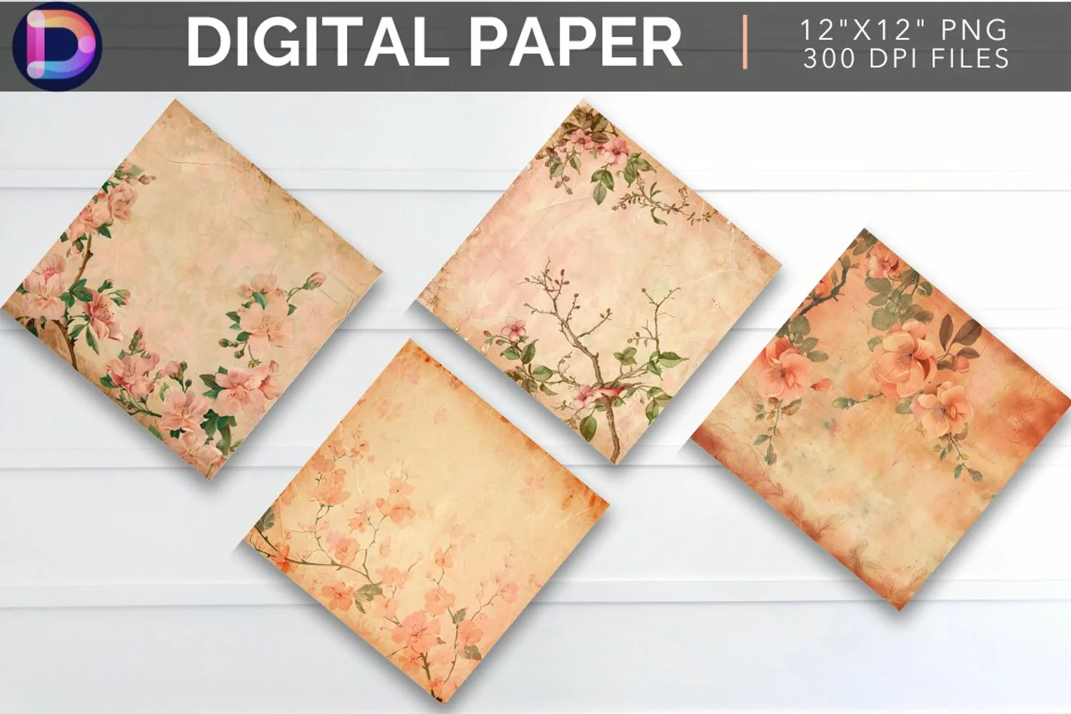 Vintage Peach Digital Paper product image 1