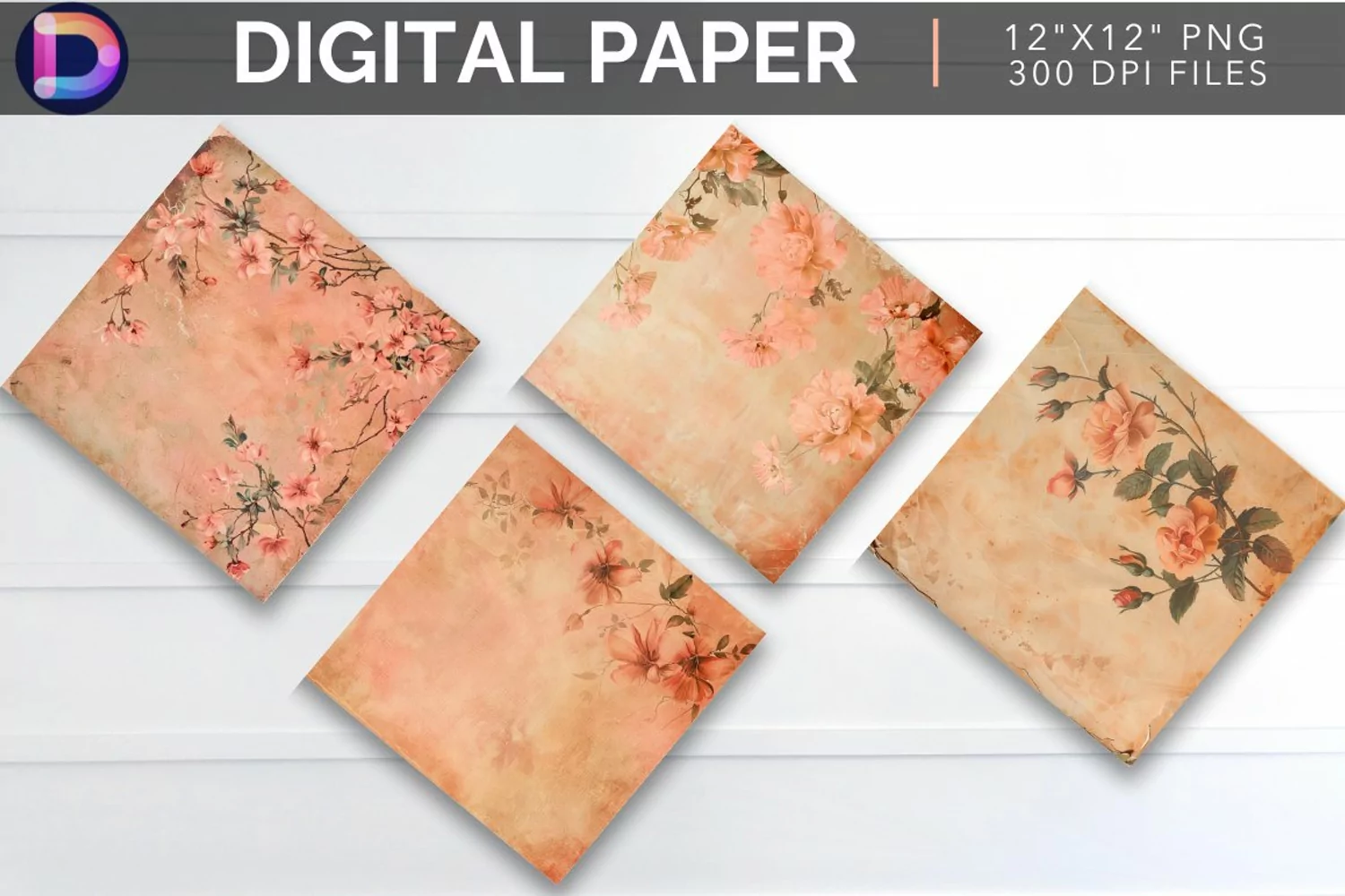 Vintage Peach Digital Paper product image 1