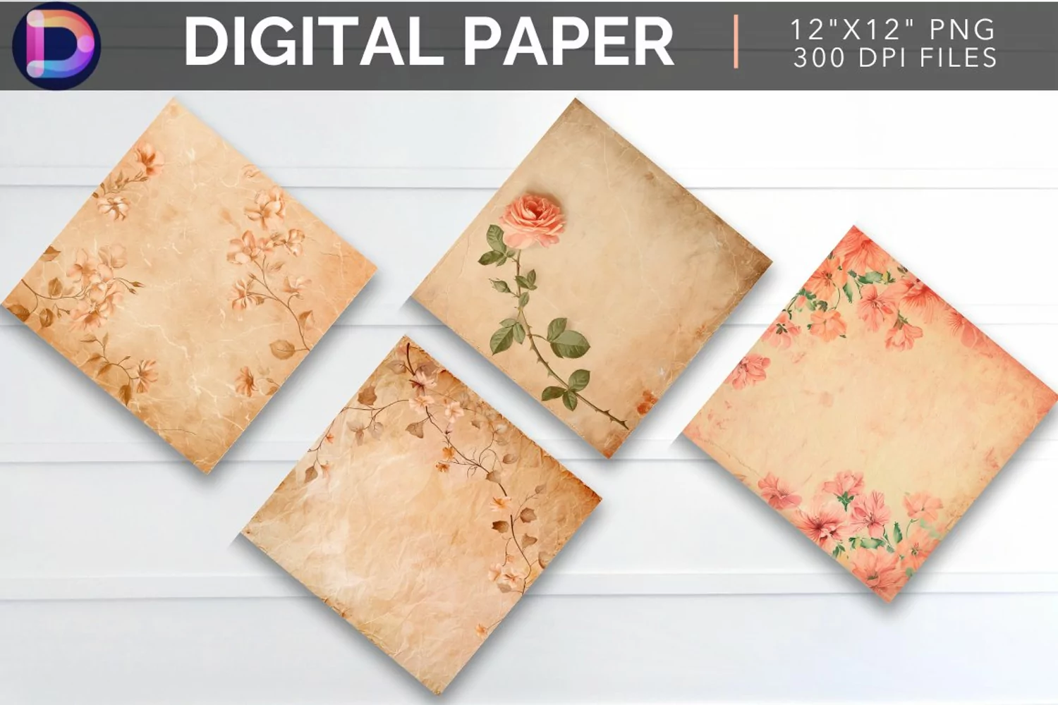 Vintage Peach Digital Paper product image 1