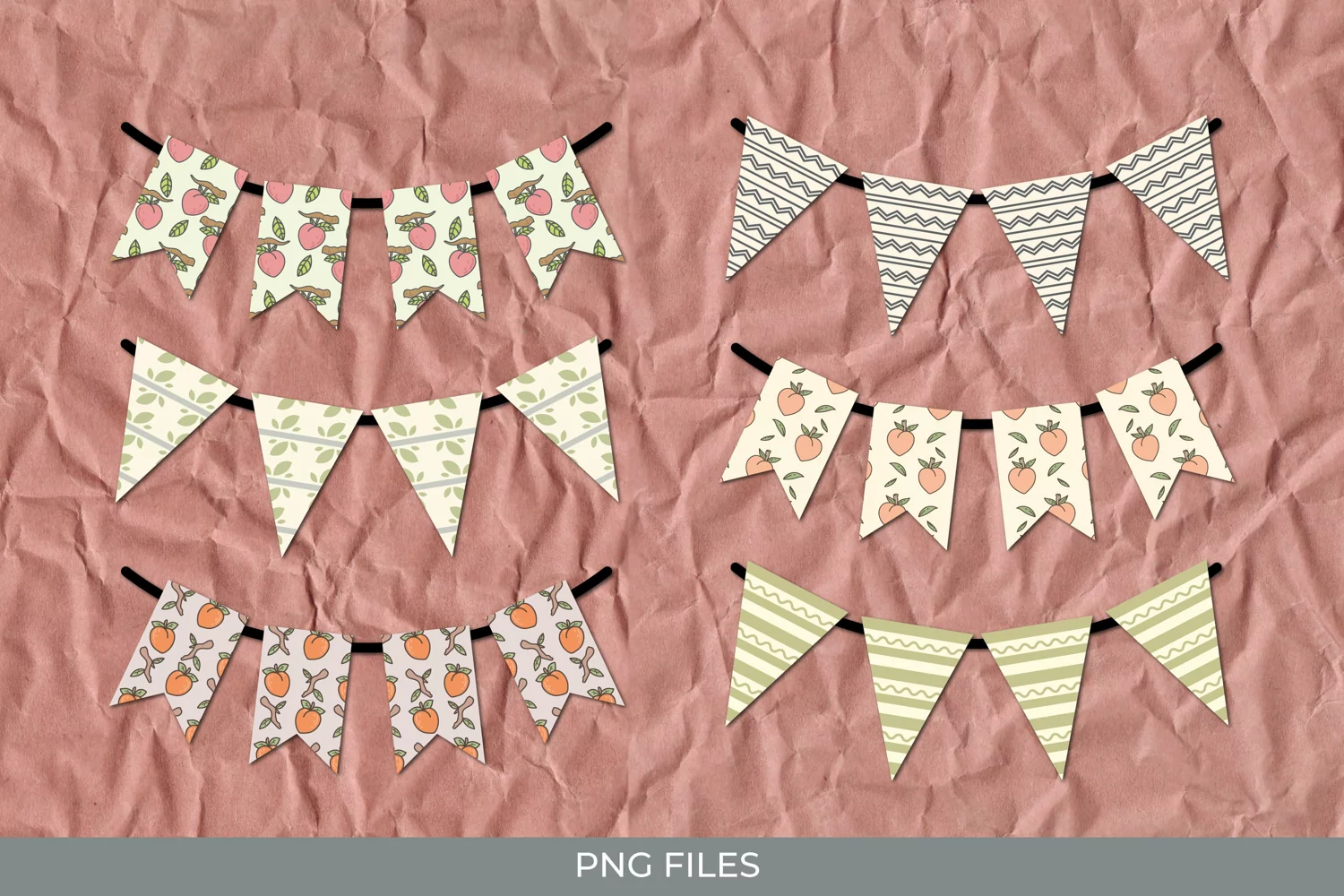 Vintage Peach Seamless Pattern Bunting Banner Sets product image 1