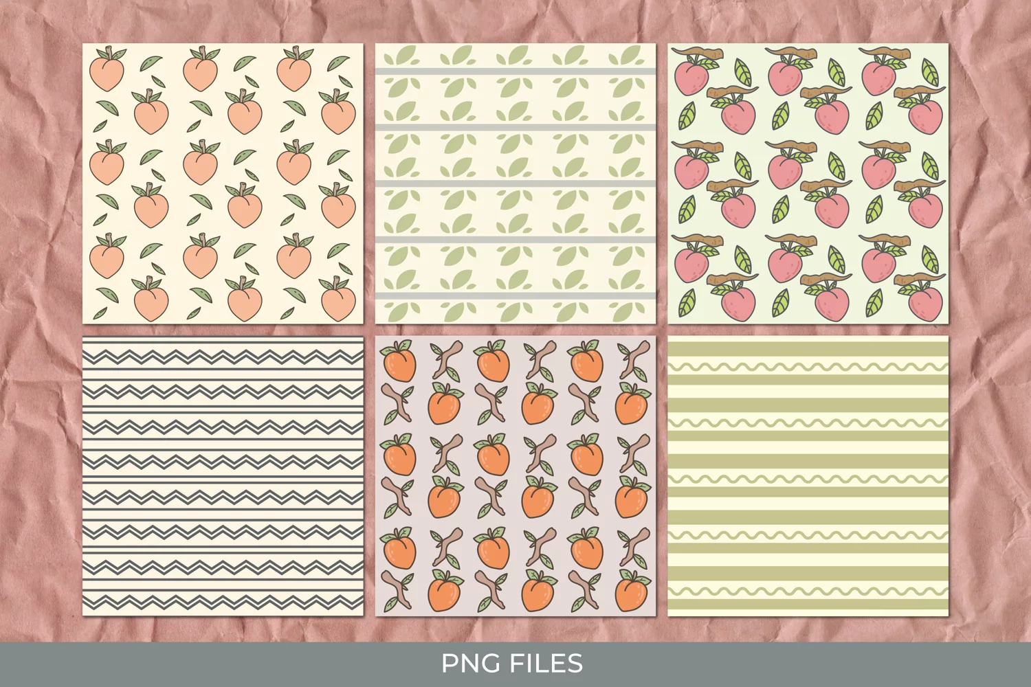 Vintage Peach Seamless Pattern Paper Packs product image 1