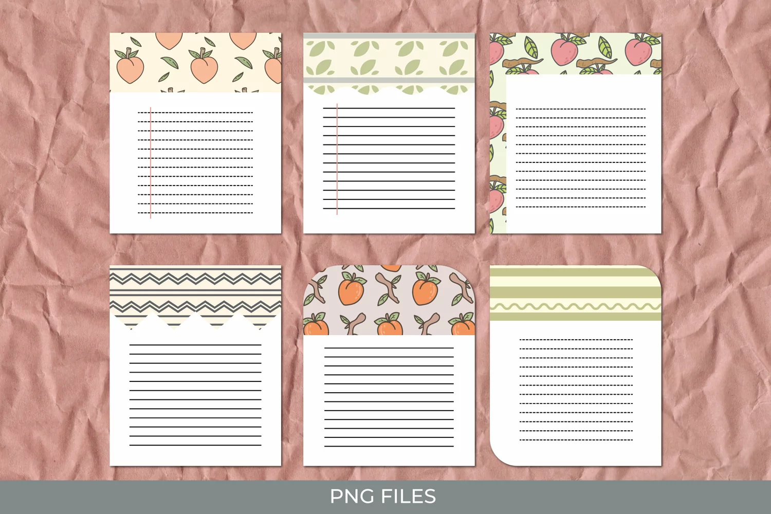 Vintage Peach Seamless Pattern Shaped Journaling Area product image 1