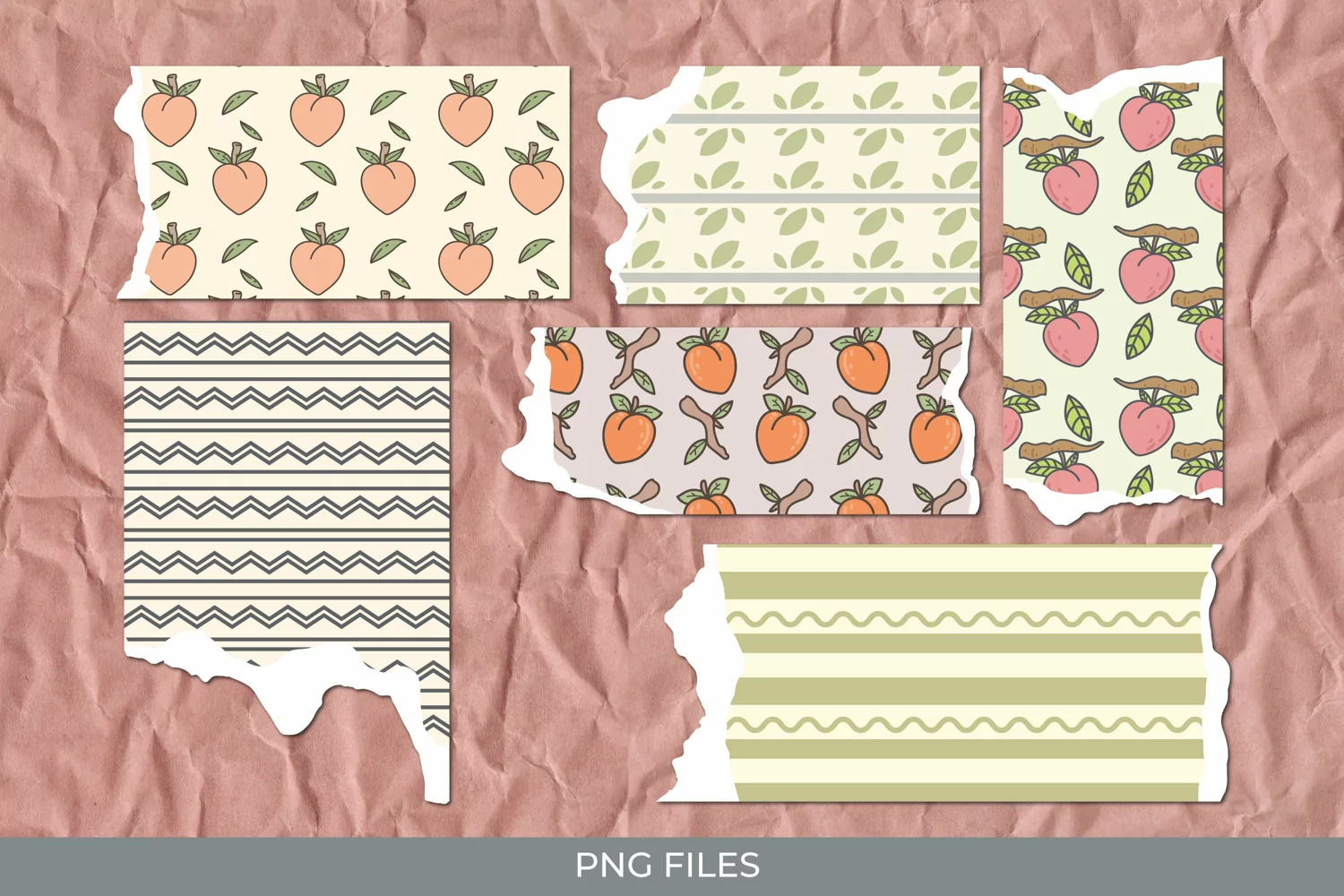 Vintage Peach Seamless Pattern Torn Paper product image 1