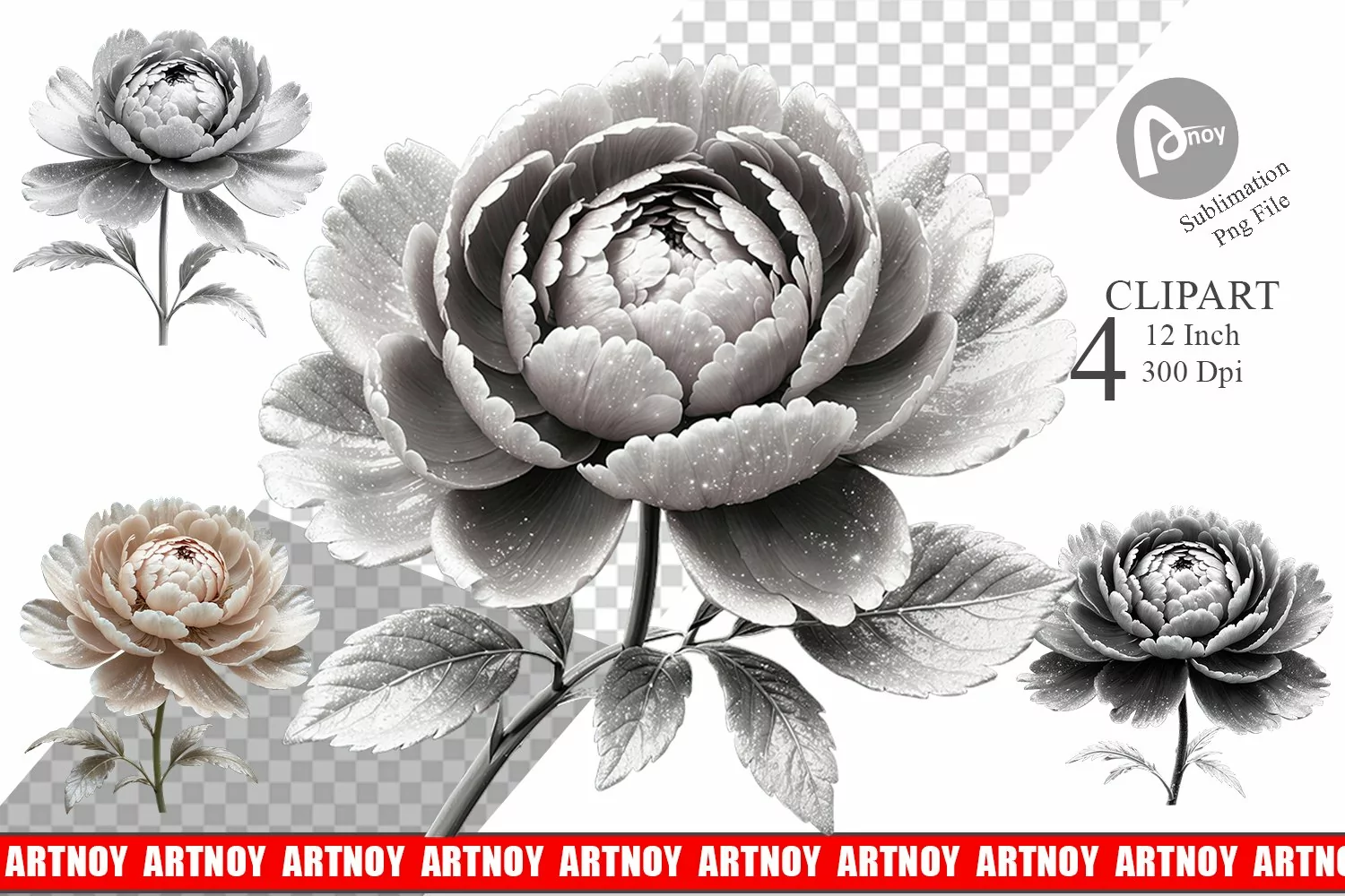 Clipart Peony Sketch product image 1