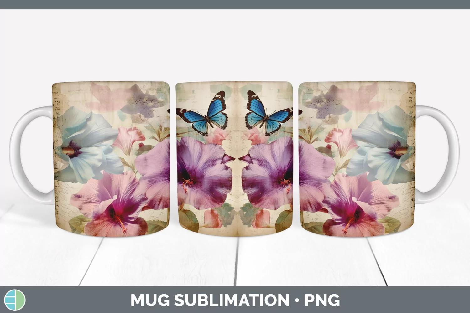 GorgeousDecoupage Petunias Mug Wrap design.