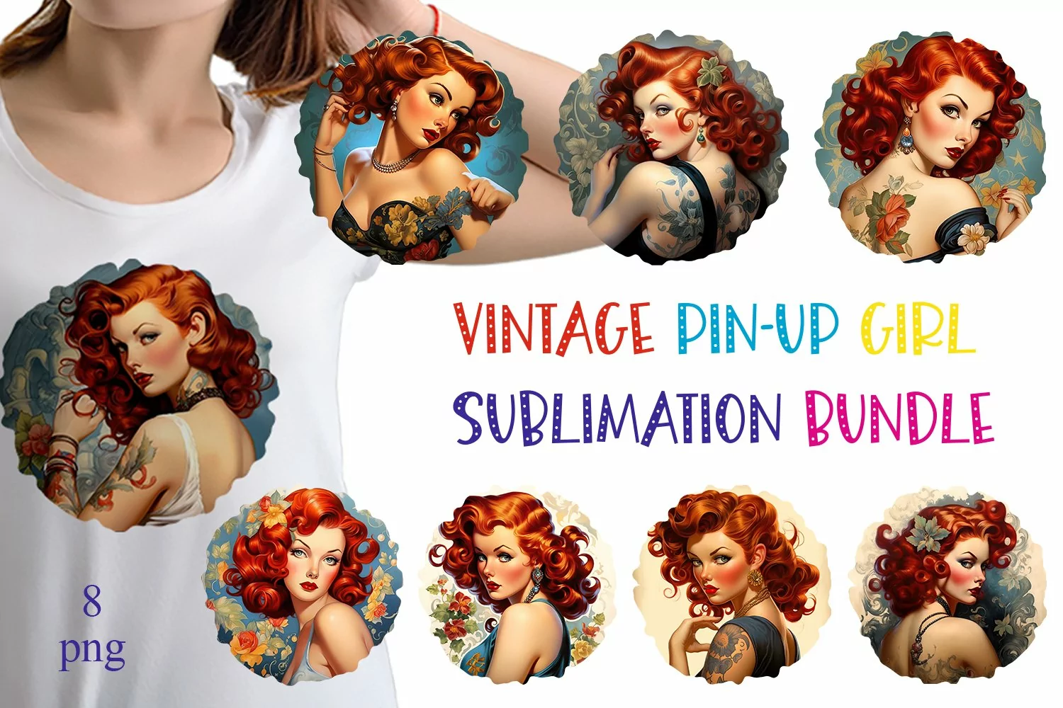 Vintage Pin-up Girl Sublimation png product image 1