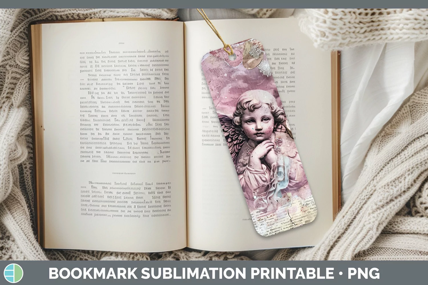 GorgeousVintage Pink Christmas Bookmark design.