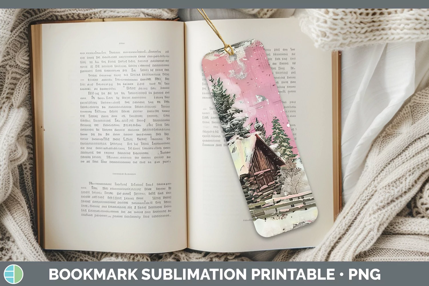 GorgeousVintage Pink Christmas Bookmark design.