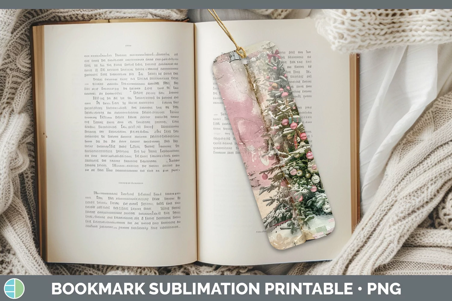 GorgeousVintage Pink Christmas Bookmark design.