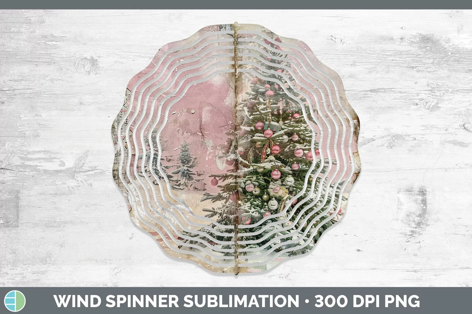 GorgeousVintage Pink Christmas Wind Spinner design.
