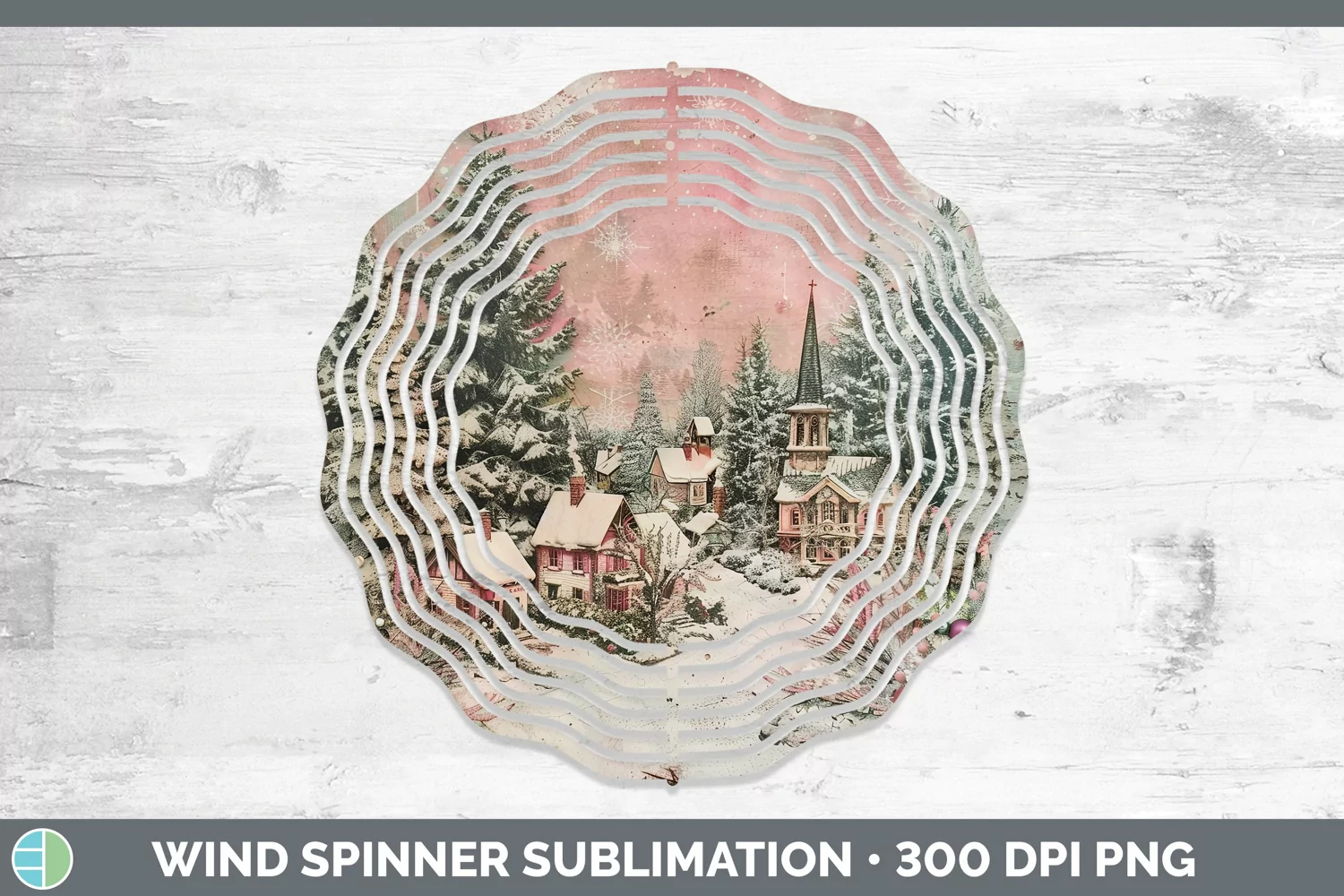 GorgeousVintage Pink Christmas Wind Spinner design.