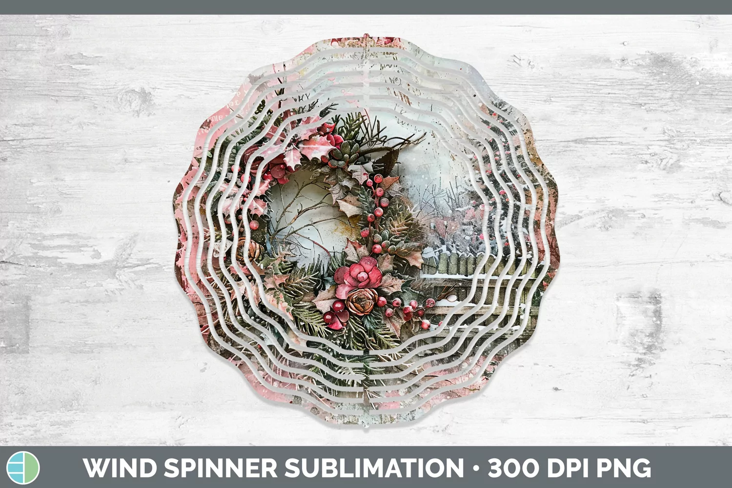 GorgeousVintage Pink Christmas Wind Spinner design.