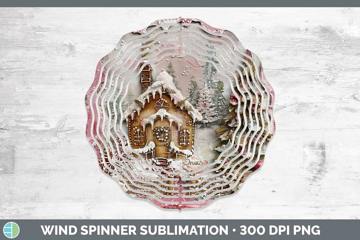 GorgeousVintage Pink Christmas Wind Spinner design.