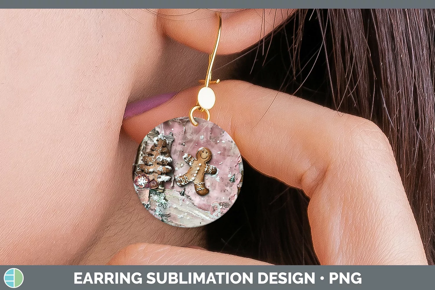 GorgeousVintage Pink Christmas Round Earrings design.