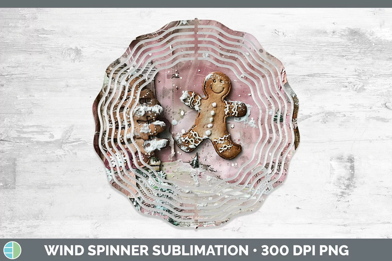GorgeousVintage Pink Christmas Wind Spinner design.