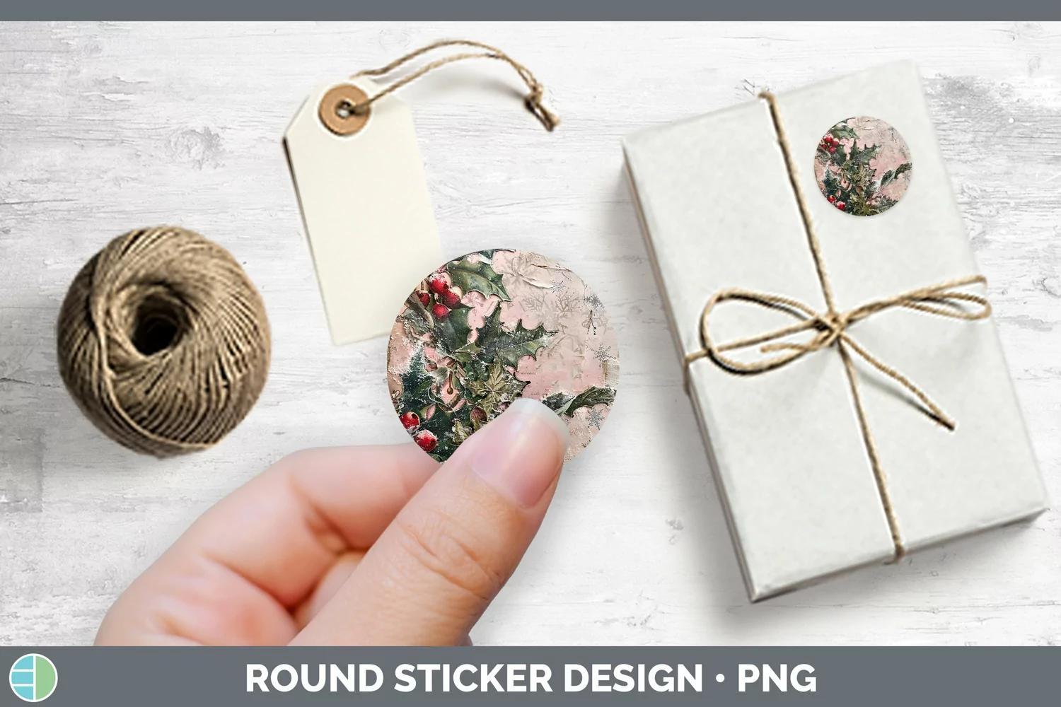GorgeousVintage Pink Christmas Stickers design.