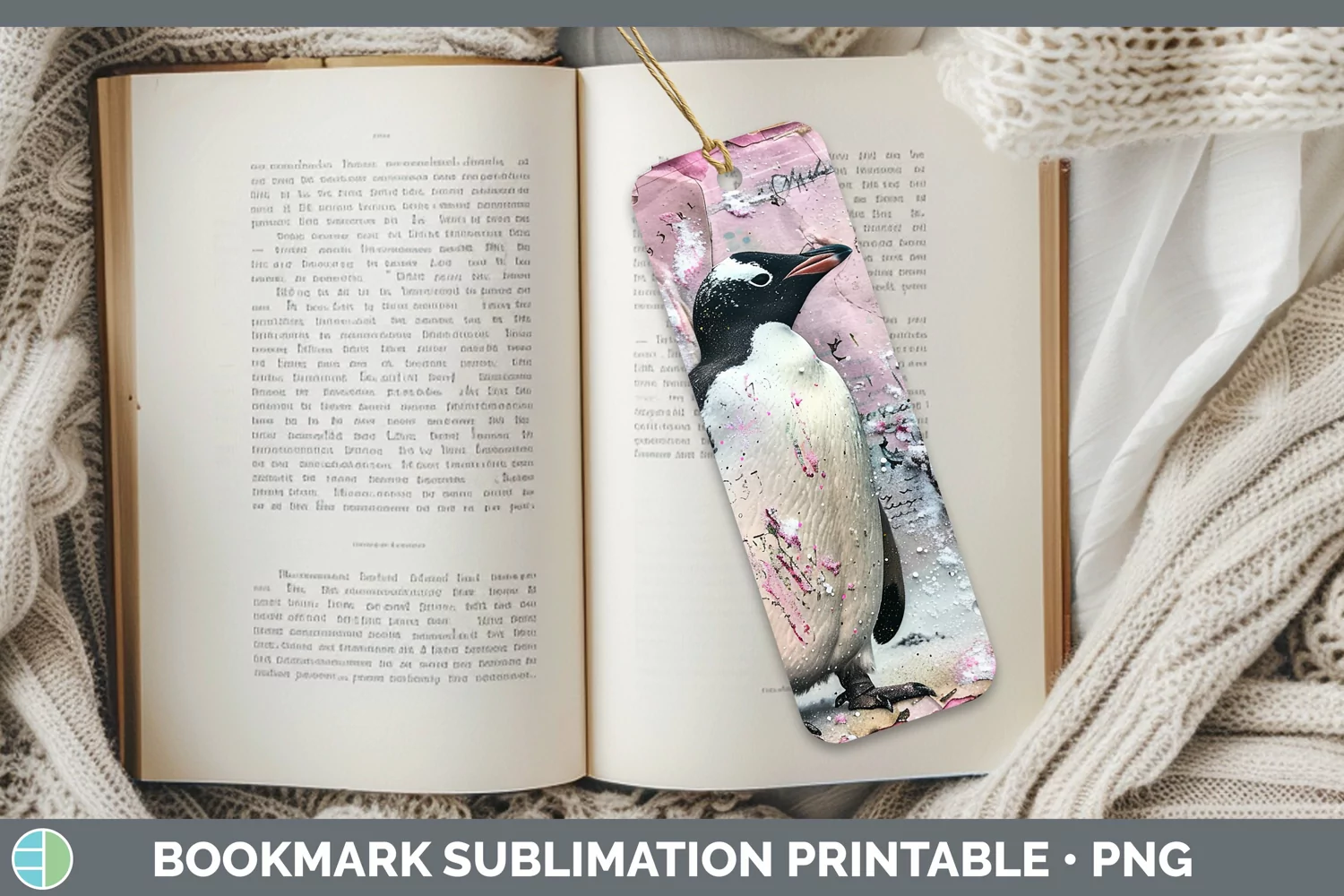 GorgeousVintage Pink Christmas Bookmark design.