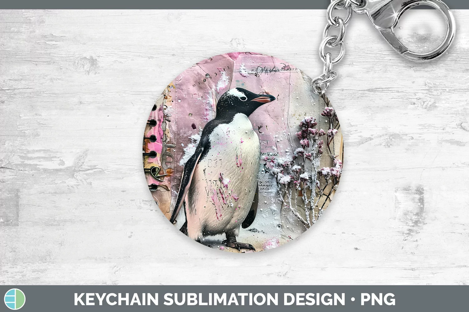 GorgeousVintage Pink Christmas Keychain design.