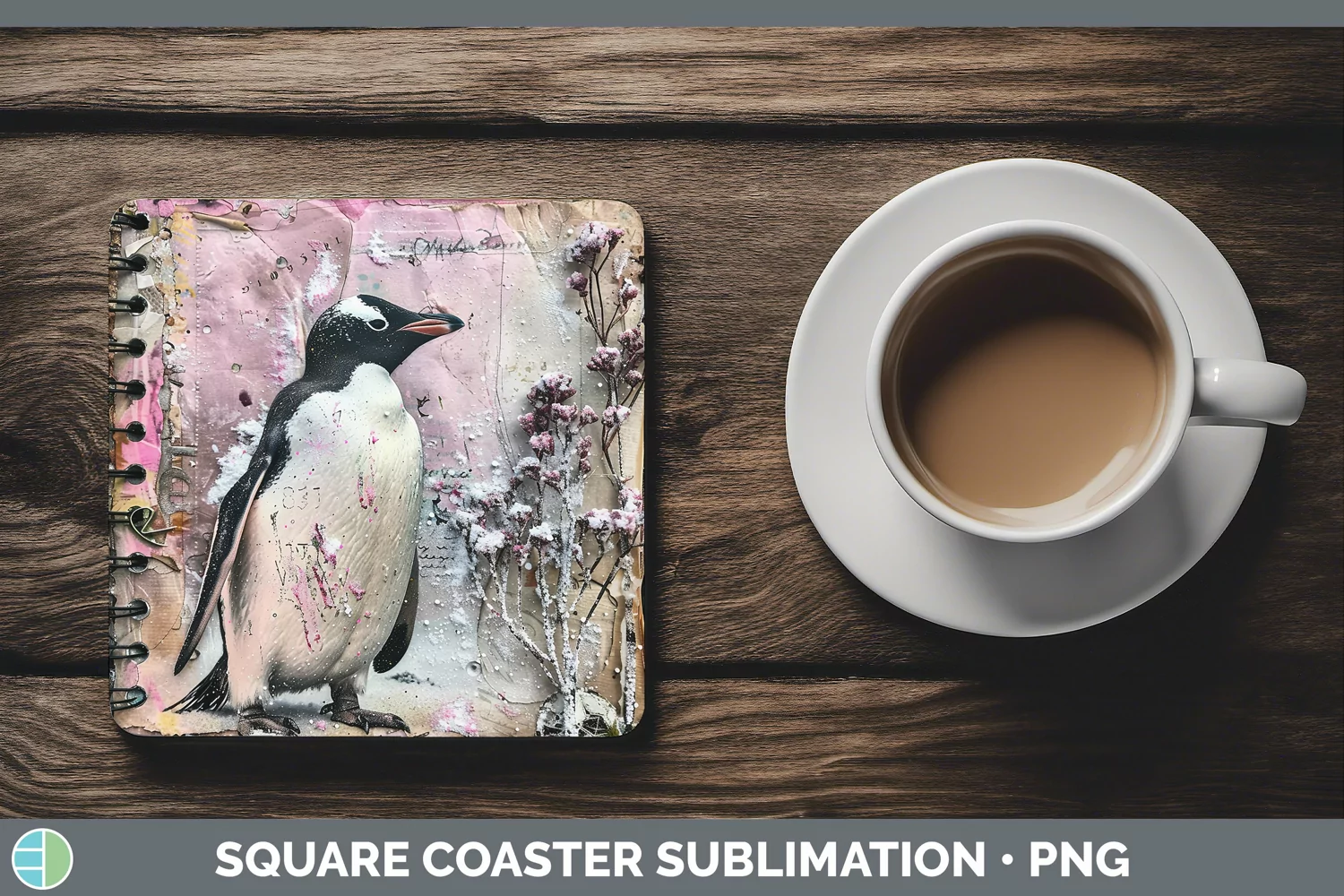 GorgeousVintage Pink Christmas Square Coaster design.
