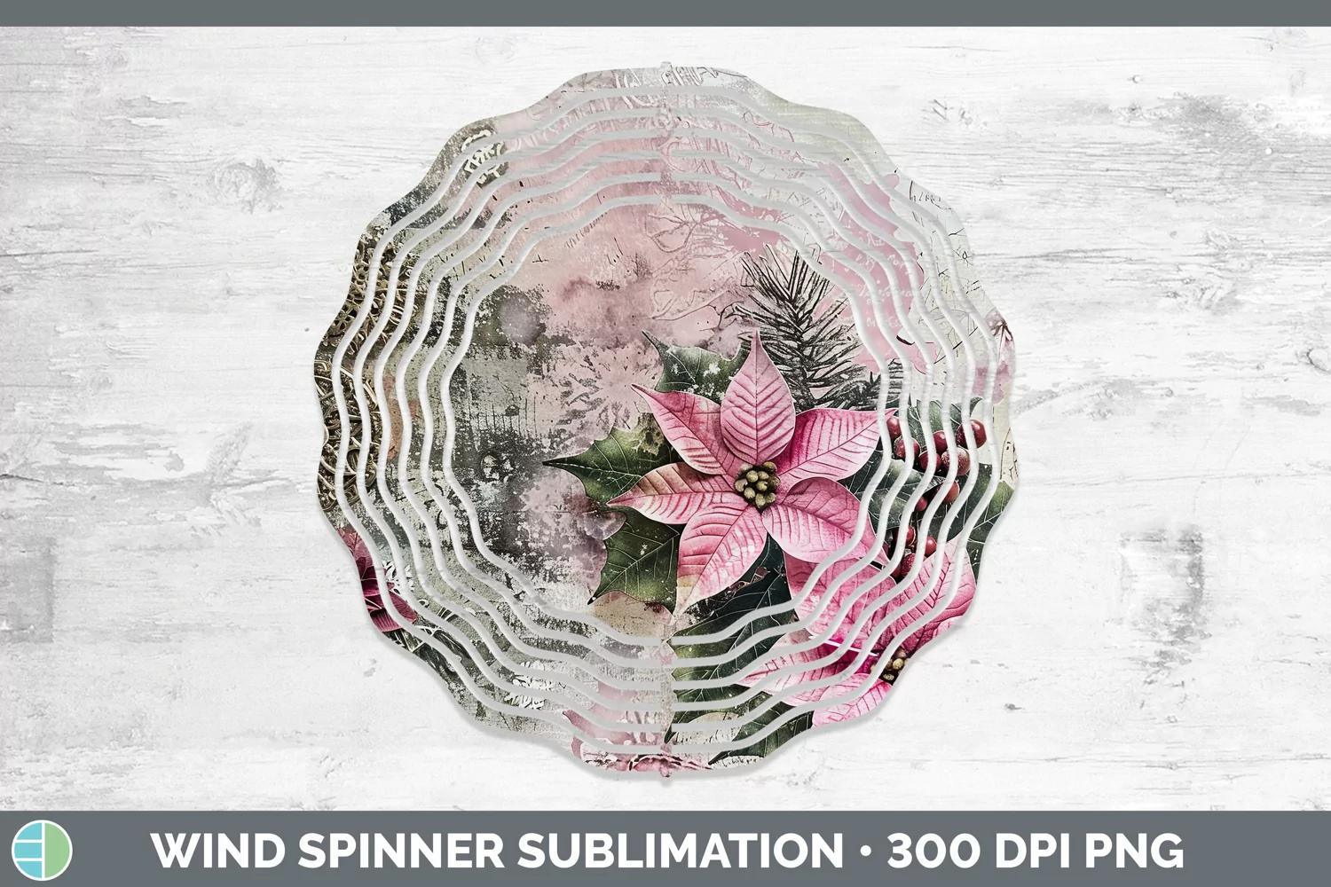 GorgeousVintage Pink Christmas Wind Spinner design.