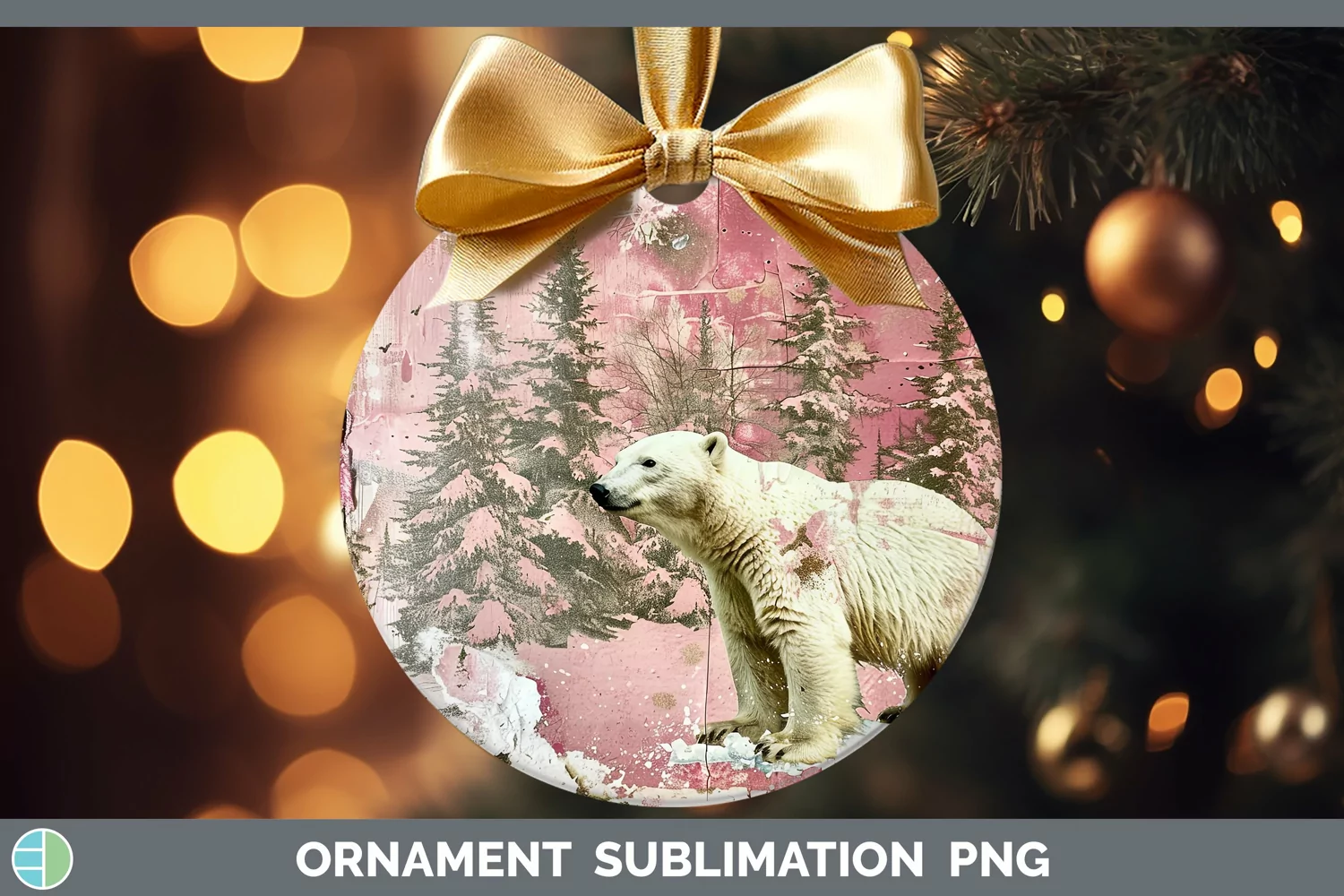 GorgeousVintage Pink Christmas Ornament design.