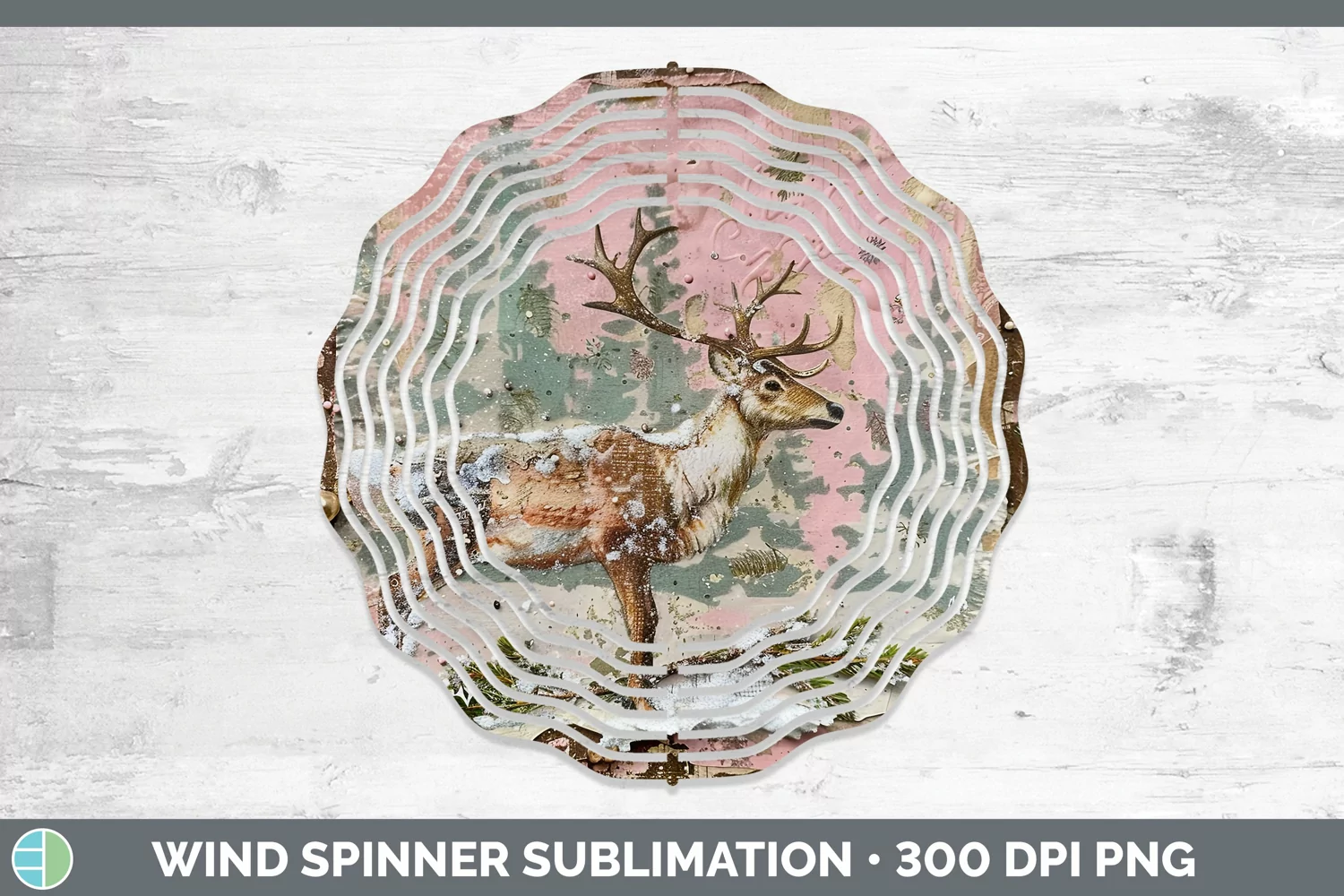 GorgeousVintage Pink Christmas Wind Spinner design.