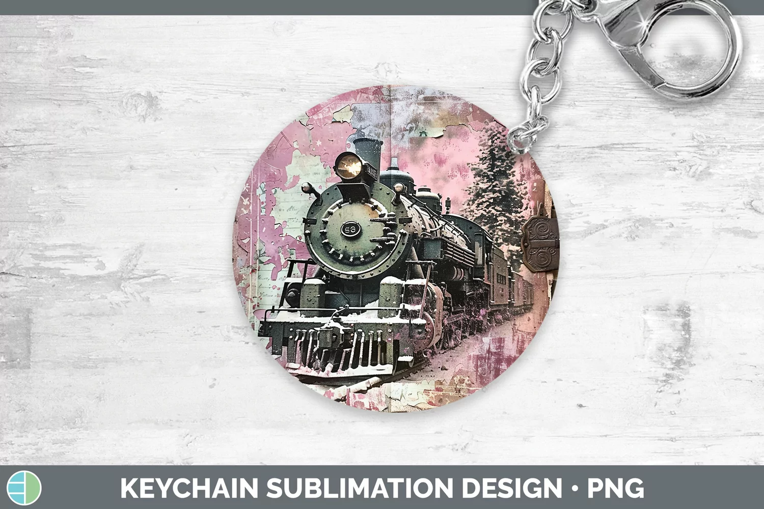 GorgeousVintage Pink Christmas Keychain design.