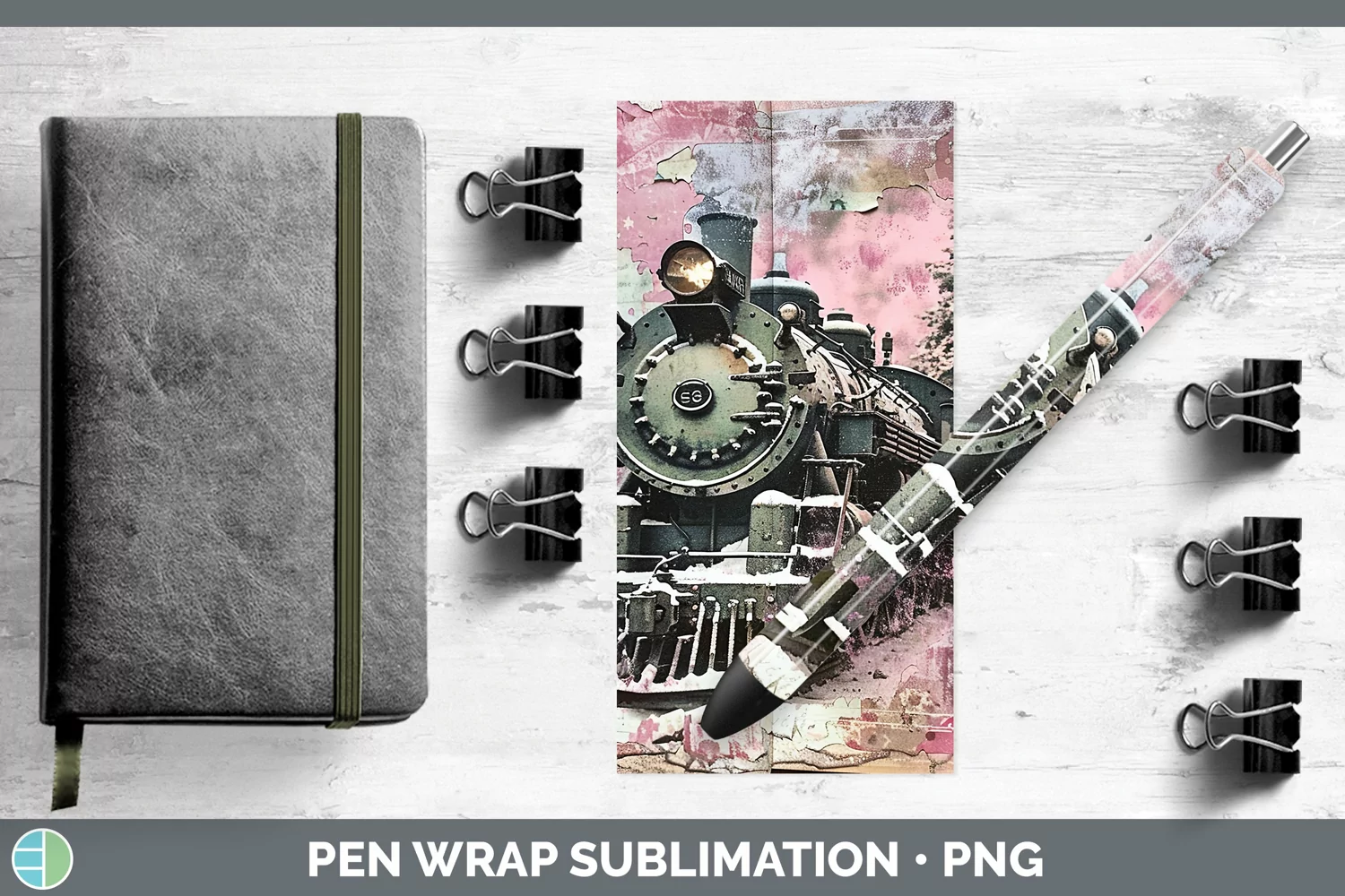 GorgeousVintage Pink Christmas Pen Wrap design.